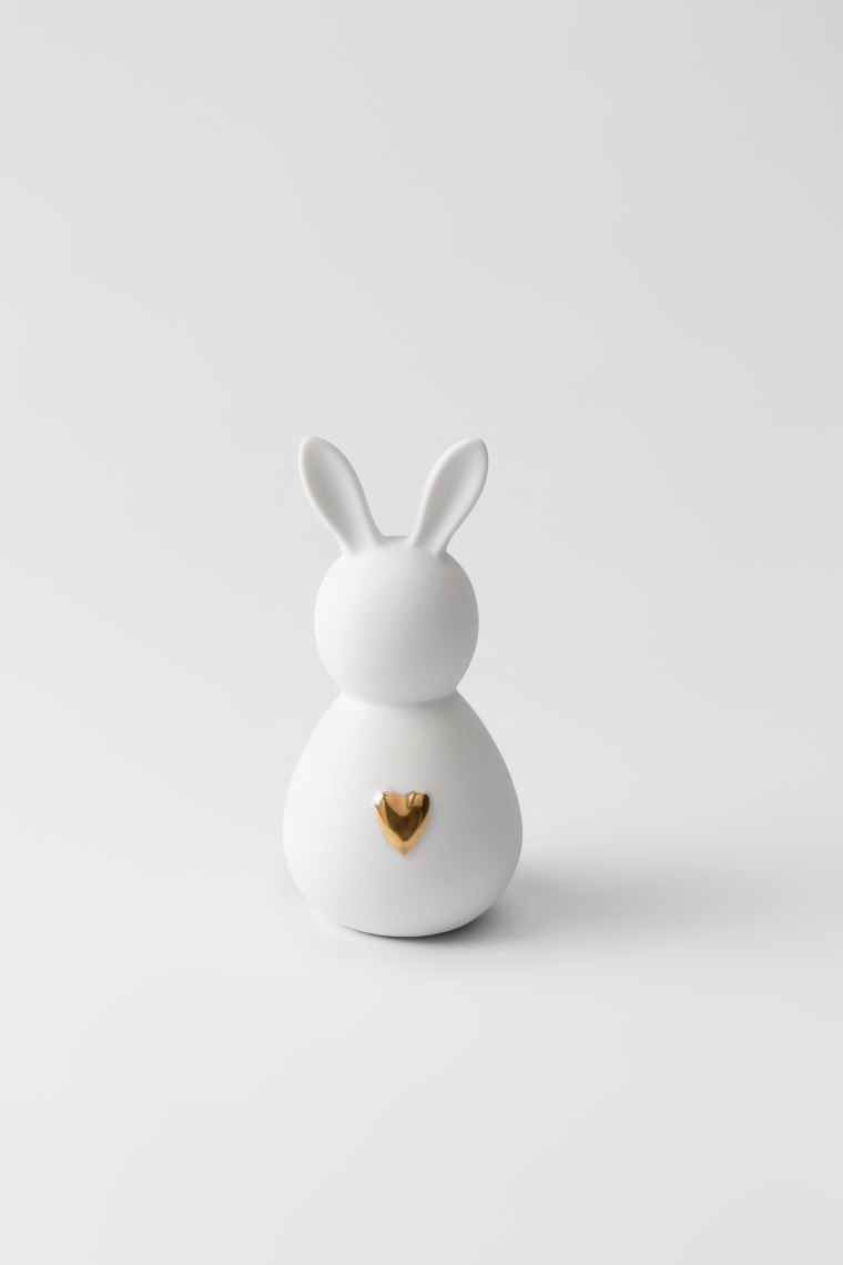 Dekoracja BUNNY, złote serce, 13 cm