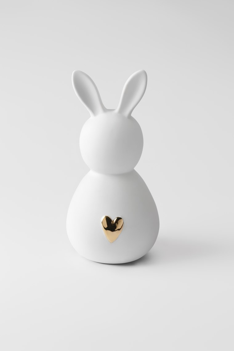 Dekoracja BUNNY, złote serce, 29 cm